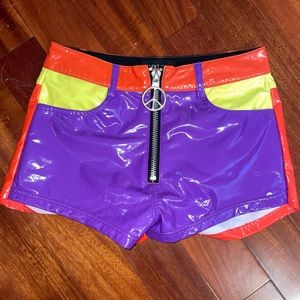 Dolls kill current mood neon colorblock shorts